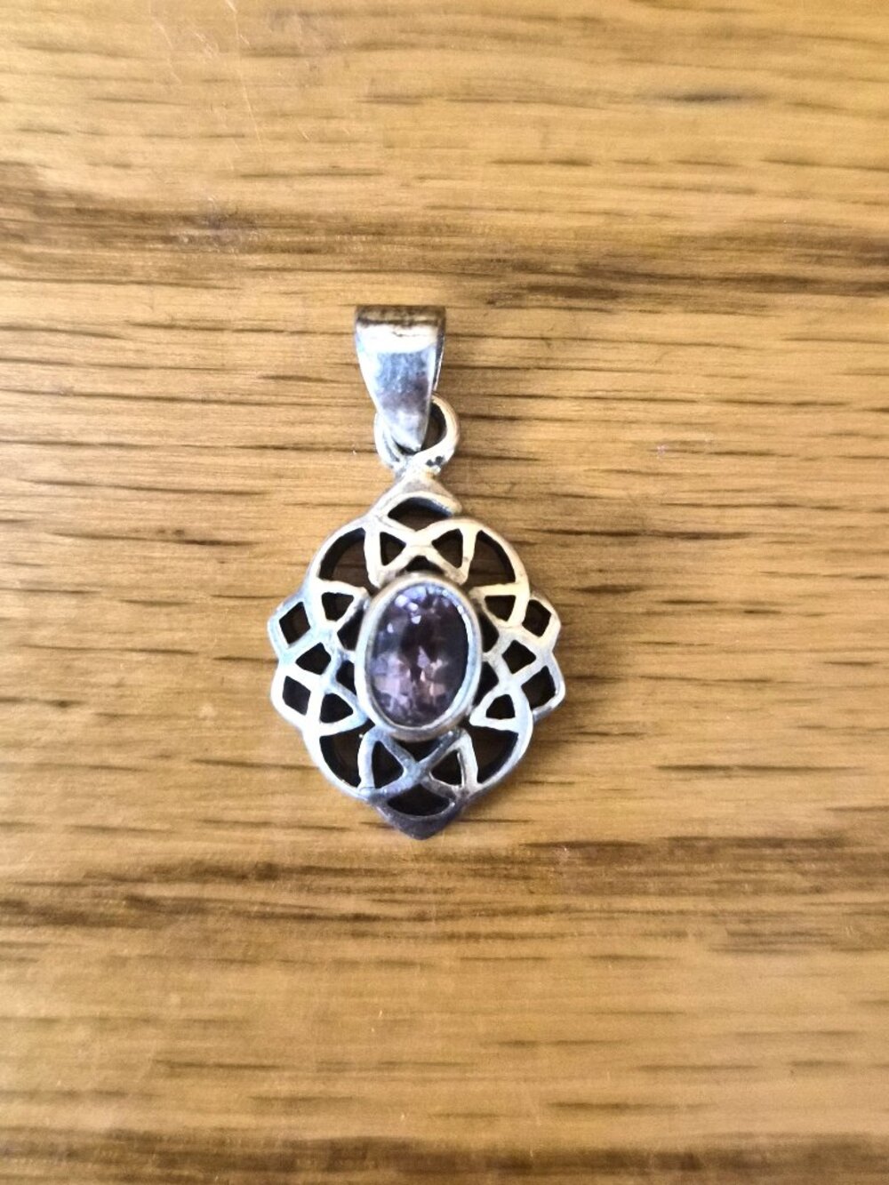 VTG Vivah Sterling Silver Amethyst Celtic Knot Filigree Ornate Pendant Outlander